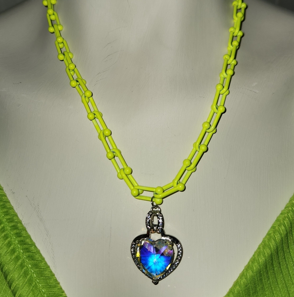 Neon Yellow Cuban Pendant Necklace (Magnetic Closure)
